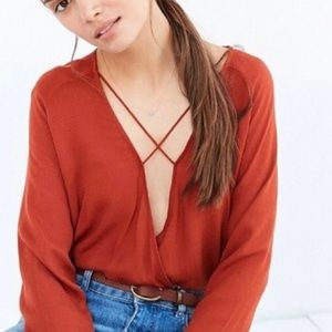 UO Silence + Noise Mayfair Surplice Top